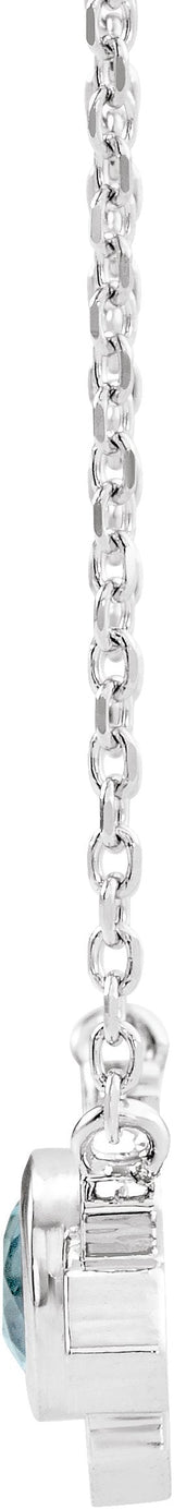 Platinum Round Natural Aquamarine & Natural Diamond Art Deco Necklace - view 4
