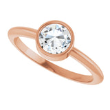 14K Gold Round Natural Diamond Bezel-Set Stackable Ring – 2-5.7mm Stones - Rose Gold - view 10