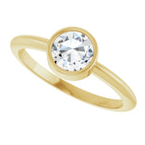 14K Gold Round Natural Diamond Bezel-Set Stackable Ring – 2-5.7mm Stones - Yellow Gold - view 10