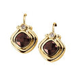 14K Gold Cushion Natural Mozambique Garnet & Natural Diamond Accented Bezel-Set Earrings