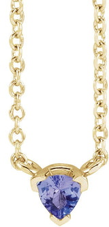 14K Gold Trillion Natural Tanzanite Solitaire Necklace - Yellow Gold