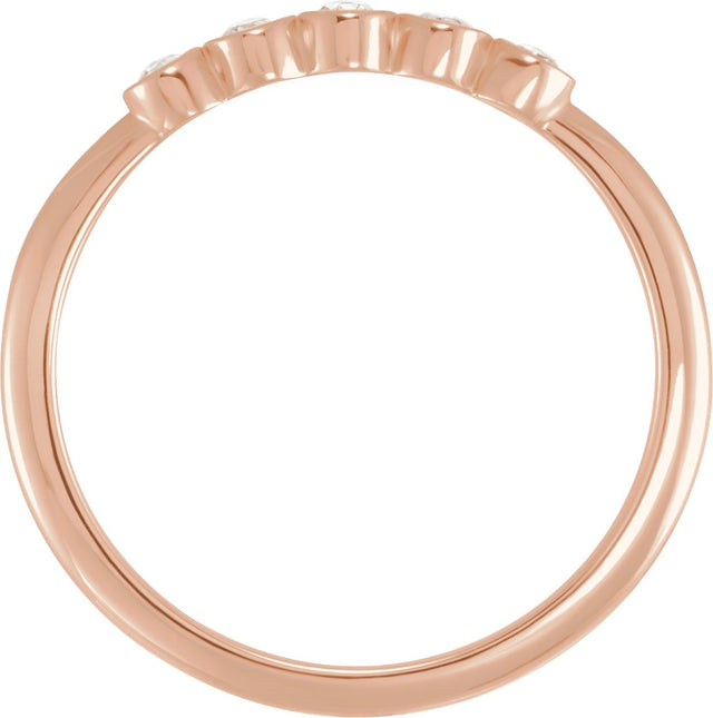 14K Gold Round Natural Diamond Rose-Cut Stackable Ring - Rose Gold - view 4