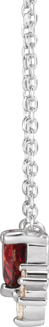 14K Gold Natural Mozambique Garnet & Natural Diamond Accented Heart Necklace - White Gold - view 2