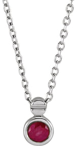 Platinum Round Natural Ruby Accented Necklace or Slide Pendant