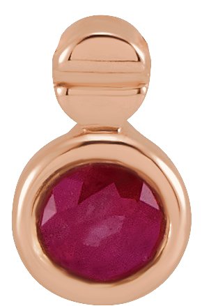 14K Gold Round Natural Ruby Accented Necklace or Slide Pendant - Rose Gold