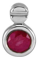 Platinum Round Natural Ruby Accented Necklace or Slide Pendant