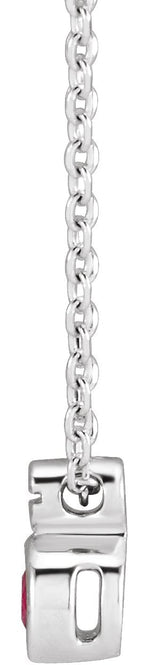 14K Gold Round Natural Ruby Accented Necklace or Slide Pendant - White Gold - view 2