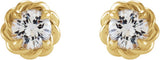 14K Gold Natural Diamond Round 4-Prong Claw Rope Stud Earrings - Yellow Gold - view 4