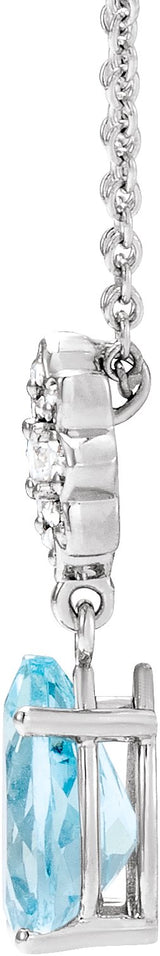 Platinum Pear Natural Aquamarine & Natural Diamond Cluster Necklace or Pendant - view 3