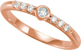 14K Gold Round Natural Blue Sheen Moonstone & Natural Diamond Stackable Bezel-Set Ring - Rose Gold - view 3