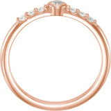 14K Gold Round Natural Blue Sheen Moonstone & Natural Diamond Stackable Bezel-Set Ring - Rose Gold - view 2