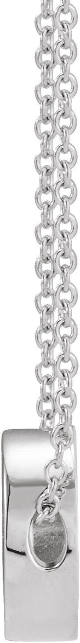14K Gold Round Natural White Sapphire Engravable Disc Necklace or Slide Pendant - White Gold - view 2