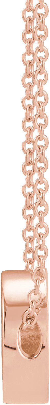 14K Gold Round Natural White Sapphire Engravable Disc Necklace or Slide Pendant - Rose Gold - view 2