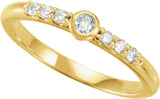 14K Gold Round Natural Blue Sheen Moonstone & Natural Diamond Stackable Bezel-Set Ring - Yellow Gold - view 3
