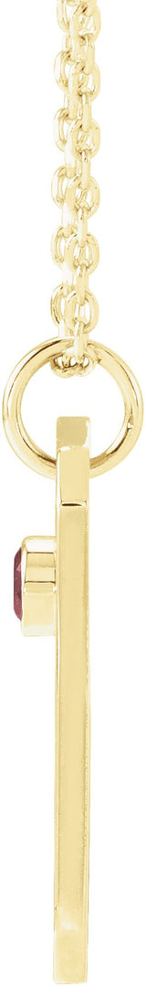 14K Gold Round Natural Mozambique Garnet & Natural Diamond Pisces Constellation Necklace or Pendant - Yellow Gold - view 2