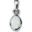 14K Gold Oval Natural White Opal & Natural Diamond Accented Pendant – 0.02 CTW