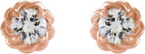 14K Gold Natural Diamond Round 4-Prong Claw Rope Stud Earrings - Rose Gold - view 4