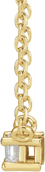 14K Gold Straight Baguette Natural Diamond Solitaire Necklace - Yellow Gold - view 6