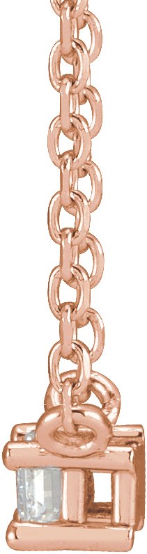 14K Gold Straight Baguette Natural Diamond Solitaire Necklace - Rose Gold - view 6