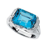 14K Gold Emerald Natural Swiss Blue Topaz Dragonfly Solitaire Ring