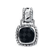 14K Gold Cushion Natural Onyx & Natural Diamond Accented Rope Pendant