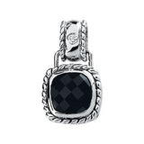 14K Gold Cushion Natural Onyx & Natural Diamond Accented Rope Pendant