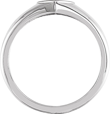 Platinum Round Natural Aquamarine Heart Signet Ring - view 2