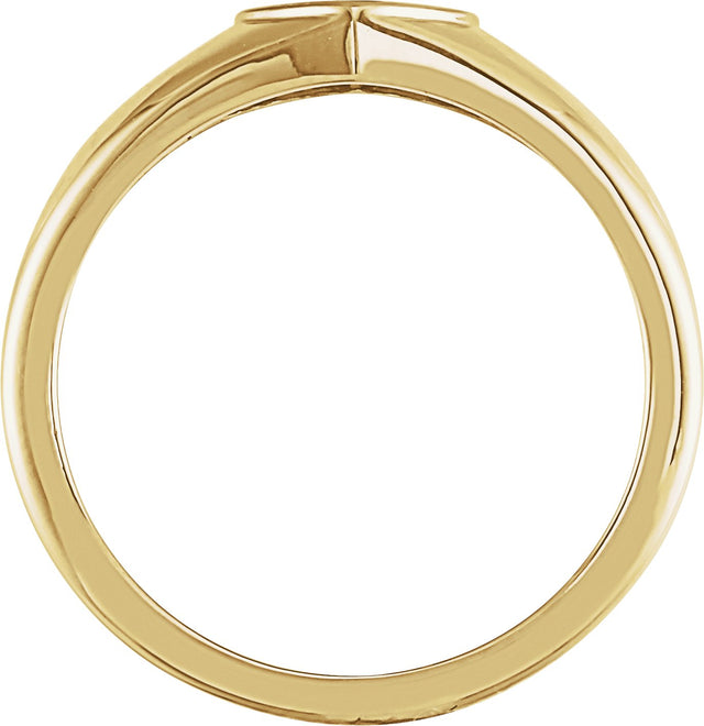 14K Gold Round Natural Blue Zircon Heart Signet Ring - Yellow Gold - view 2