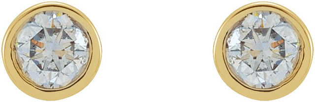 14K Gold Lab-Grown Diamond Round Micro Bezel-Set Stud Earrings - Yellow Gold - view 6