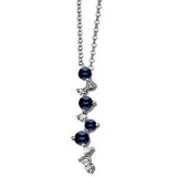 14K Gold Round Natural Blue Sapphire & Natural Diamond Scattered Bar Necklace