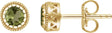 14K Gold Round Natural Peridot Milgrain Bezel-Set Birthstone Stud Earrings - Yellow Gold