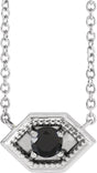 Platinum Round Natural Black Onyx Geometric Necklace