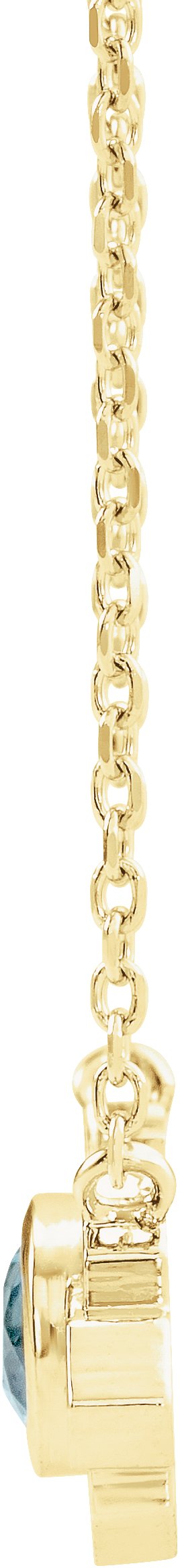 14K Gold Round Natural Aquamarine & Natural Diamond Art Deco Necklace - Yellow Gold - view 2