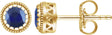 14K Gold Round Natural Blue Sapphire Milgrain Bezel-Set Birthstone Stud Earrings