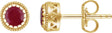 14K Gold Round Natural Ruby Milgrain Bezel-Set Birthstone Stud Earrings - Yellow Gold