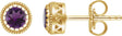 14K Gold Round Natural Amethyst Milgrain Bezel-Set Birthstone Stud Earrings - Yellow Gold