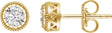 14K Gold Round Natural White Sapphire Milgrain Bezel-Set Birthstone Stud Earrings - Yellow Gold