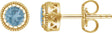 14K Gold Round Natural Swiss Blue Topaz Milgrain Bezel-Set Birthstone Stud Earrings - Yellow Gold