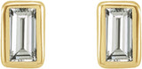 14K Gold Natural Diamond Straight Baguette Bezel-Set Stud Earrings - Yellow Gold - view 6