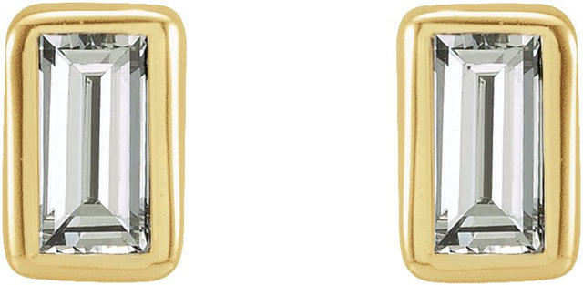 14K Gold Natural Diamond Straight Baguette Bezel-Set Stud Earrings - Yellow Gold - view 6