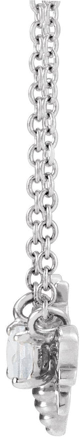 Platinum Oval Natural White Sapphire Bee Necklace - view 2