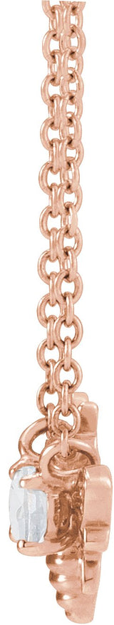 14K Gold Oval Natural White Sapphire Bee Necklace - Rose Gold - view 2