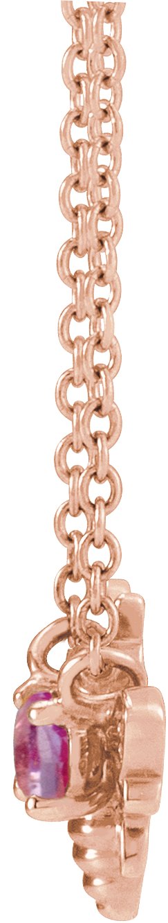 14K Gold Oval Natural Pink Sapphire Bee Necklace - Rose Gold - view 2