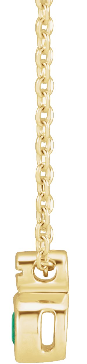 14K Gold Round Natural Emerald Accented Necklace or Slide Pendant - Yellow Gold - view 2