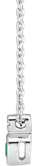 Platinum Round Natural Emerald Accented Necklace or Slide Pendant - view 2