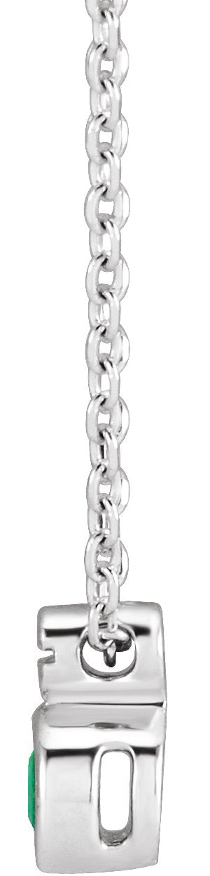 Platinum Round Natural Emerald Accented Necklace or Slide Pendant - view 2