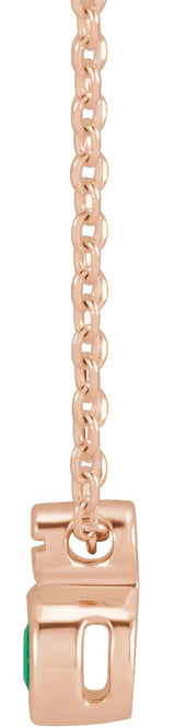 14K Gold Round Natural Emerald Accented Necklace or Slide Pendant - Rose Gold - view 2