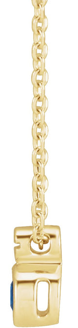 14K Gold Round Natural Blue Sapphire Accented Necklace or Slide Pendant - Yellow Gold - view 2
