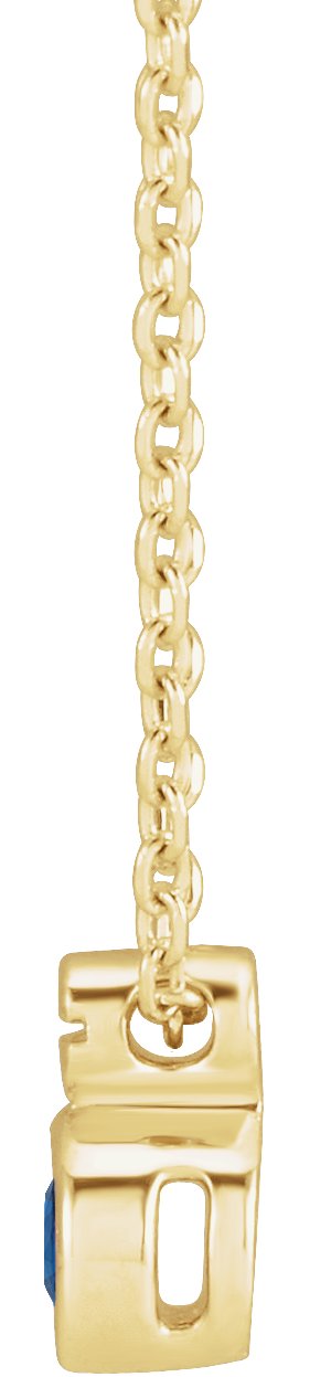 14K Gold Round Natural Blue Sapphire Accented Necklace or Slide Pendant - Yellow Gold - view 2