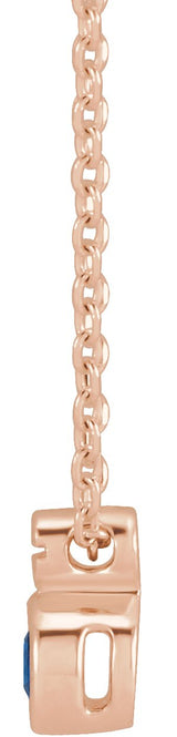 14K Gold Round Natural Blue Sapphire Accented Necklace or Slide Pendant - Rose Gold - view 2